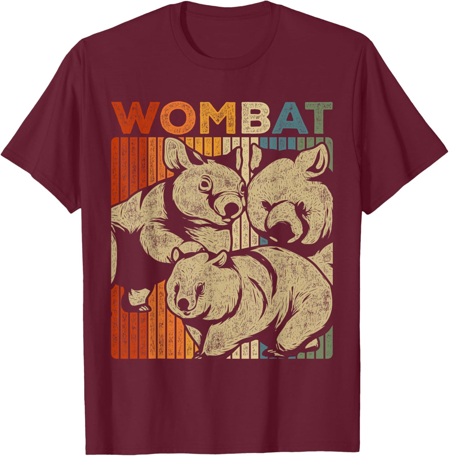 Retro Wombat T-Shirt - T-Shirt | Maroon