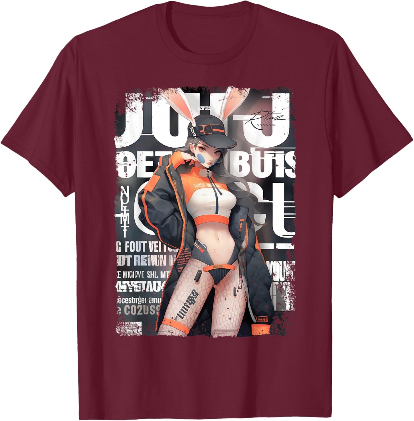 Magazine Cover Vintage Girl Bunny Collage Sexy Model Pin-Up T-Shirt - T-Shirt | Maroon