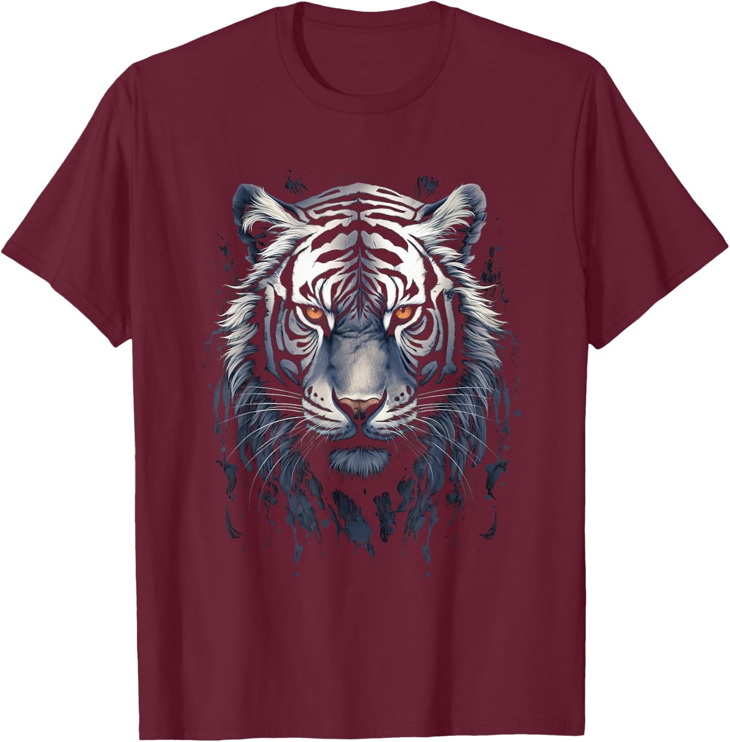 White Tiger Iconic Bengal Sumatran Tigers Wildlife T-Shirt - T-Shirt | Maroon