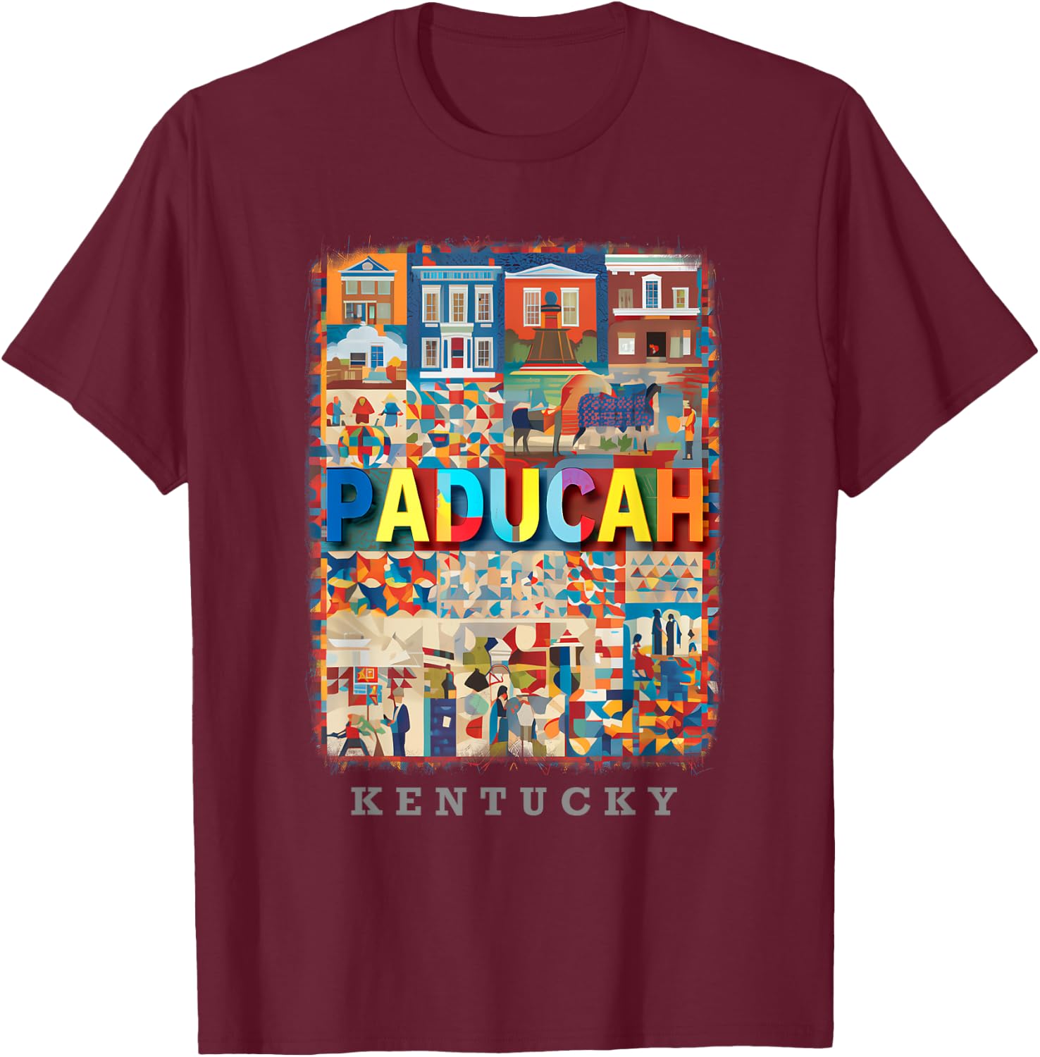 Paducah Kentucky KY Quilt City SD824 T-Shirt - T-Shirt | Maroon