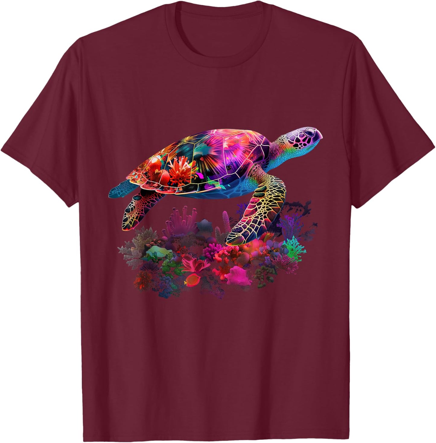 Sea Turtle Hawaiian Surfer Diving Diver T-Shirt - T-Shirt | Maroon