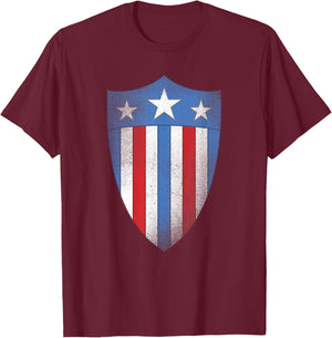 Marvel Captain America OG Distressed Shield T-Shirt - T-Shirt | Maroon