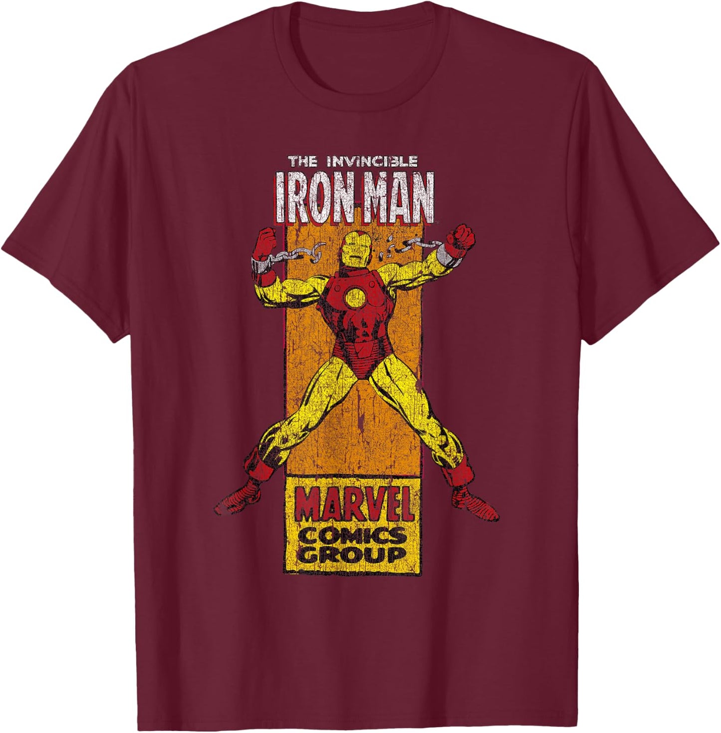 Marvel Iron Man Comics Group Character Card T-Shirt - T-Shirt | Maroon