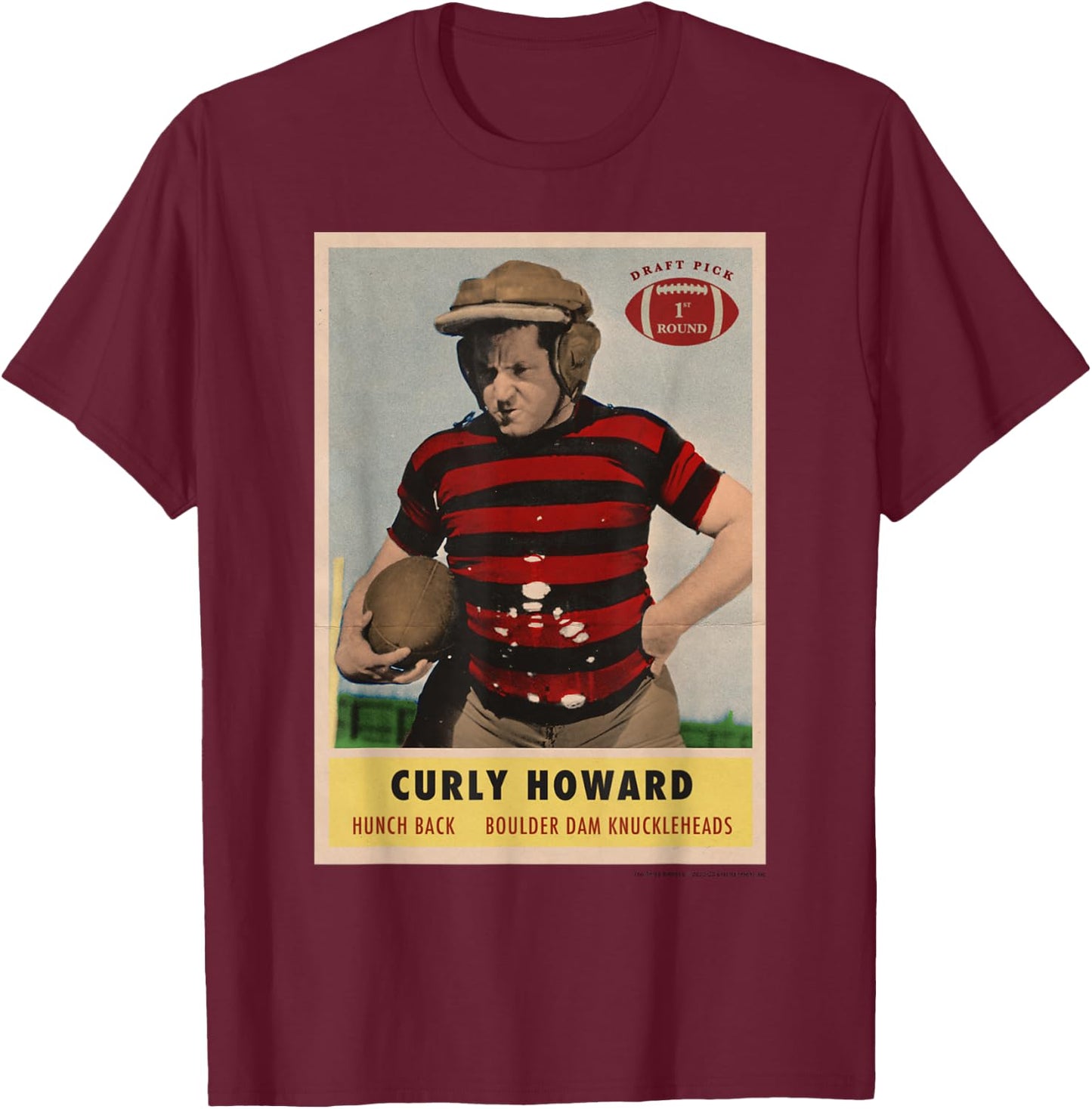 Curly - Knuckleheads Football Card T-Shirt - T-Shirt | Maroon