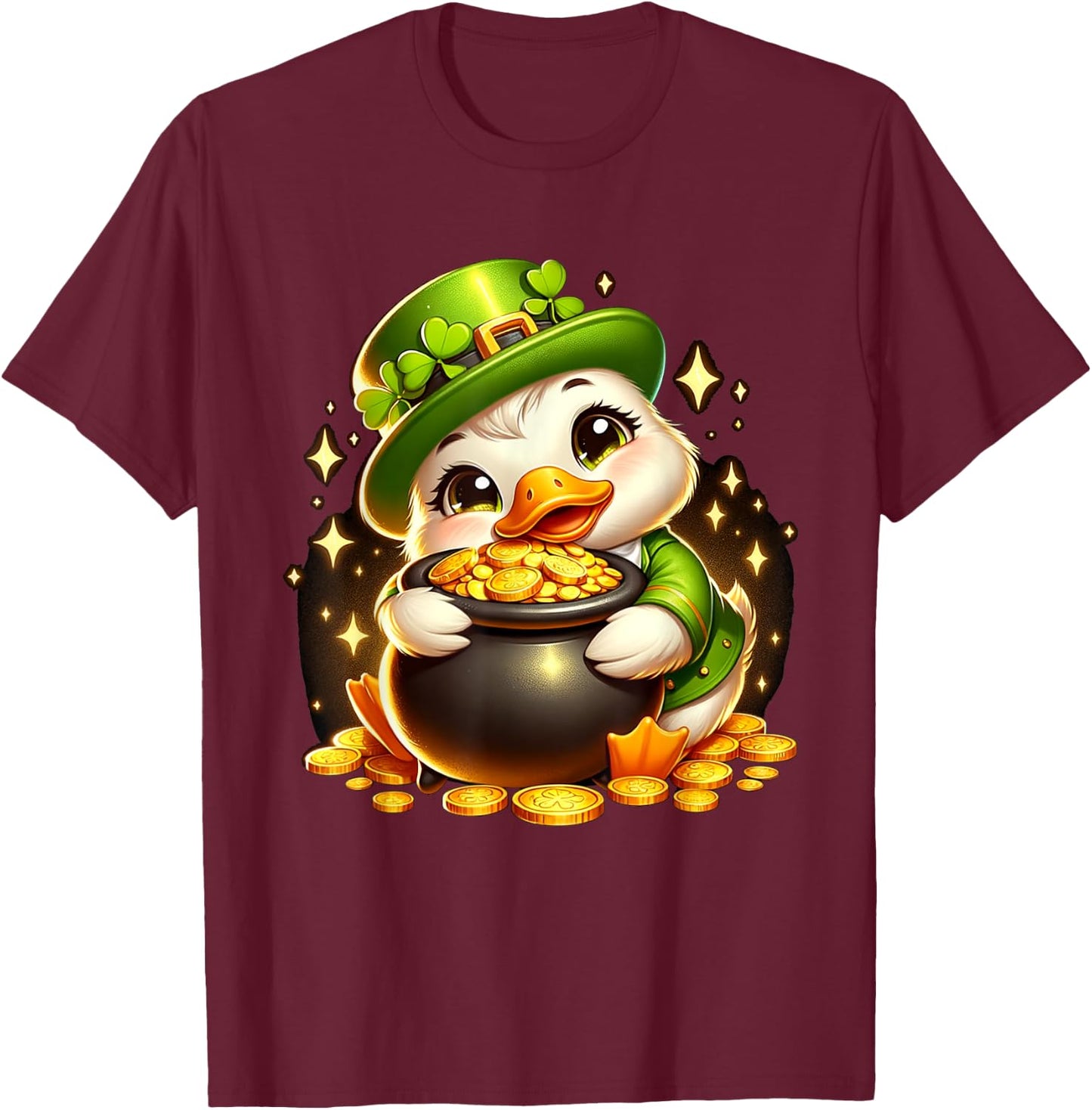 Duck Leprechaun Cute Funny Duck St. Patricks Day T-Shirt - T-Shirt | Maroon
