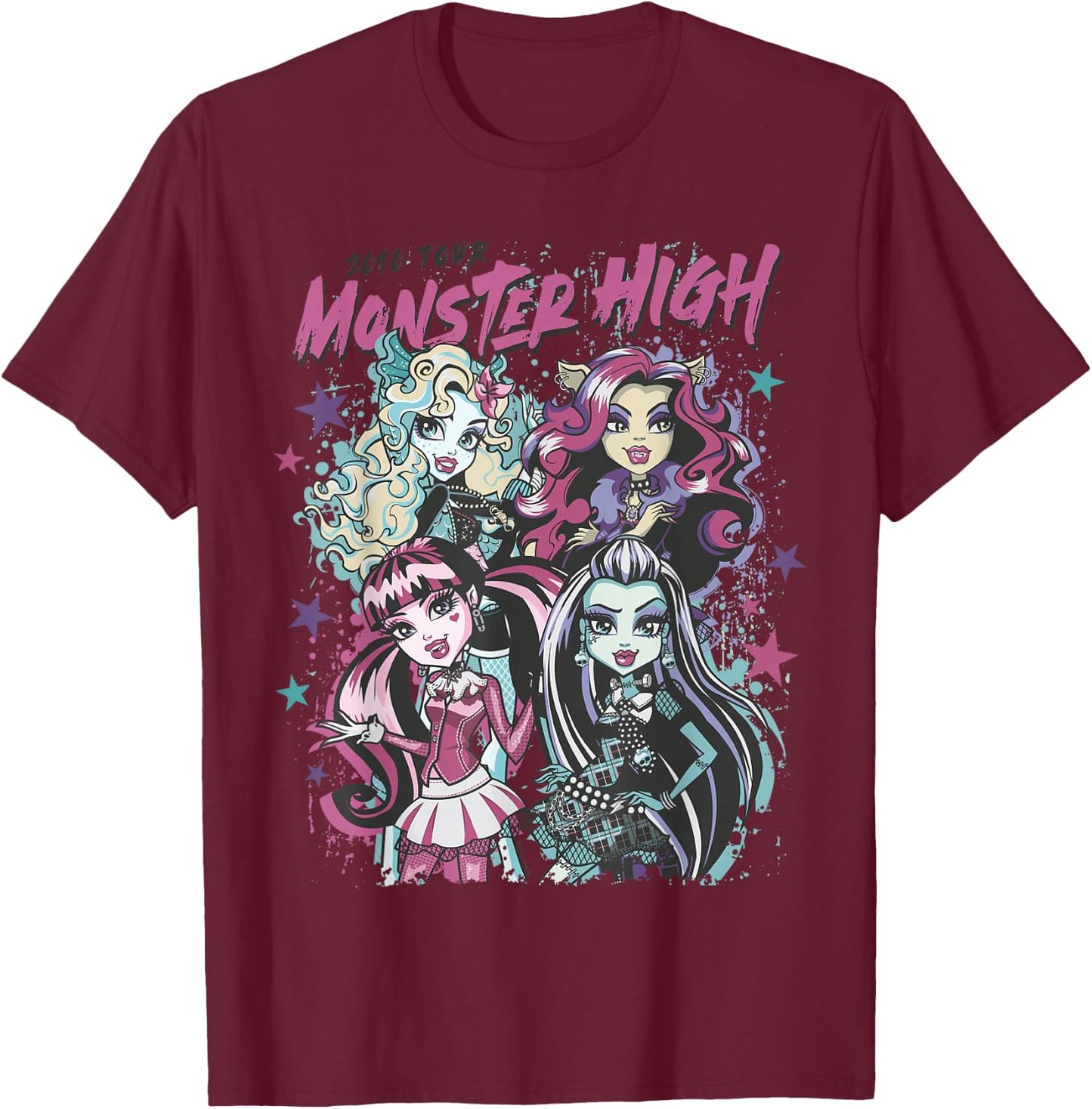 Graduates of Monster High - Draculaura Frankie Lagoona Clawdeen T-Shirt - T-Shirt | Maroon