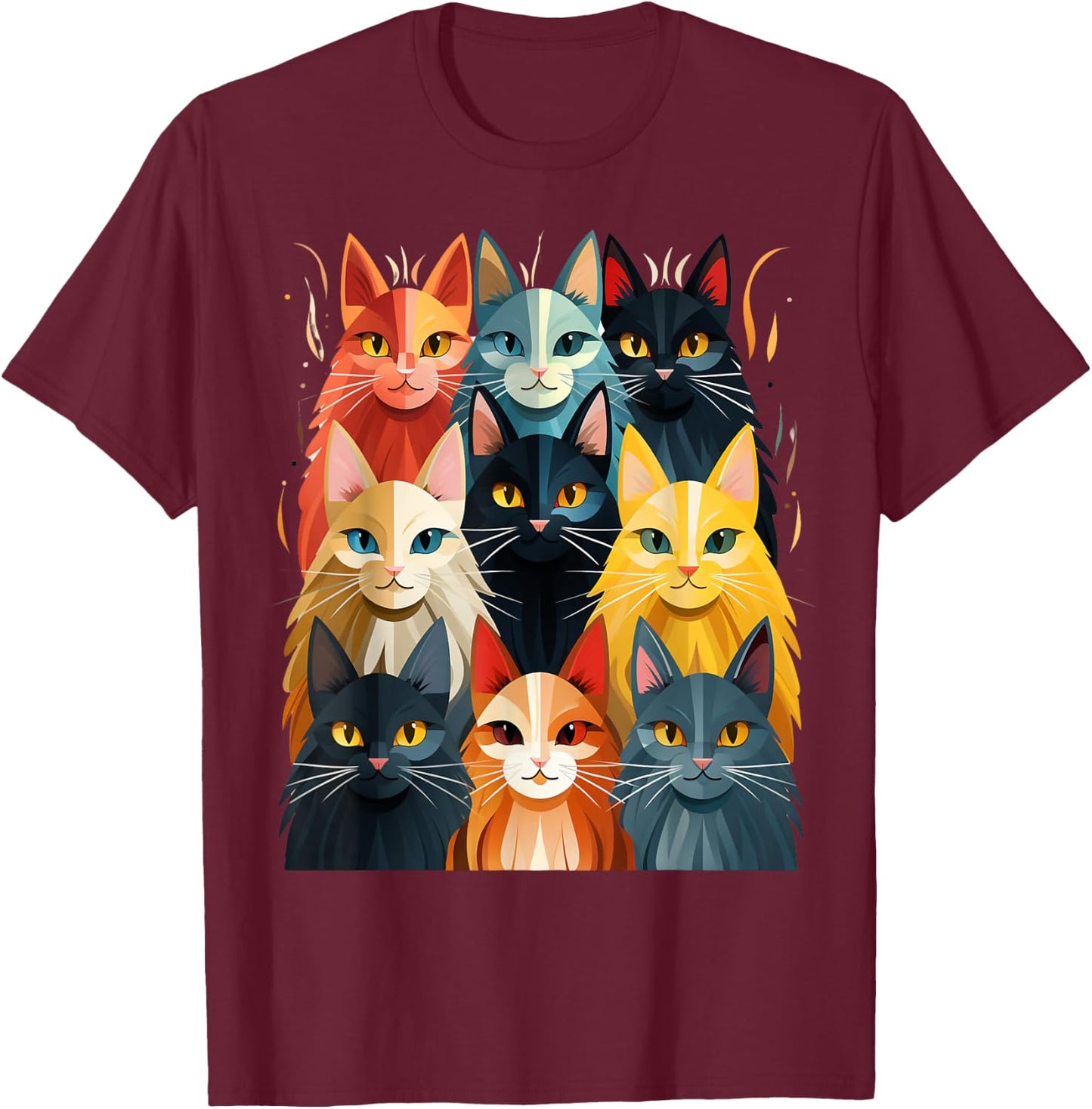 Stylized Vintage Kitten Art Lover Classic Cute Cat T-Shirt - T-Shirt | Maroon