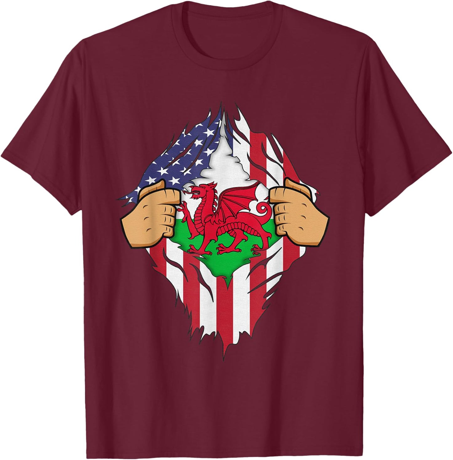 WELSH FLAG WALES Men Women Kids Gift T-Shirt - T-Shirt | Maroon