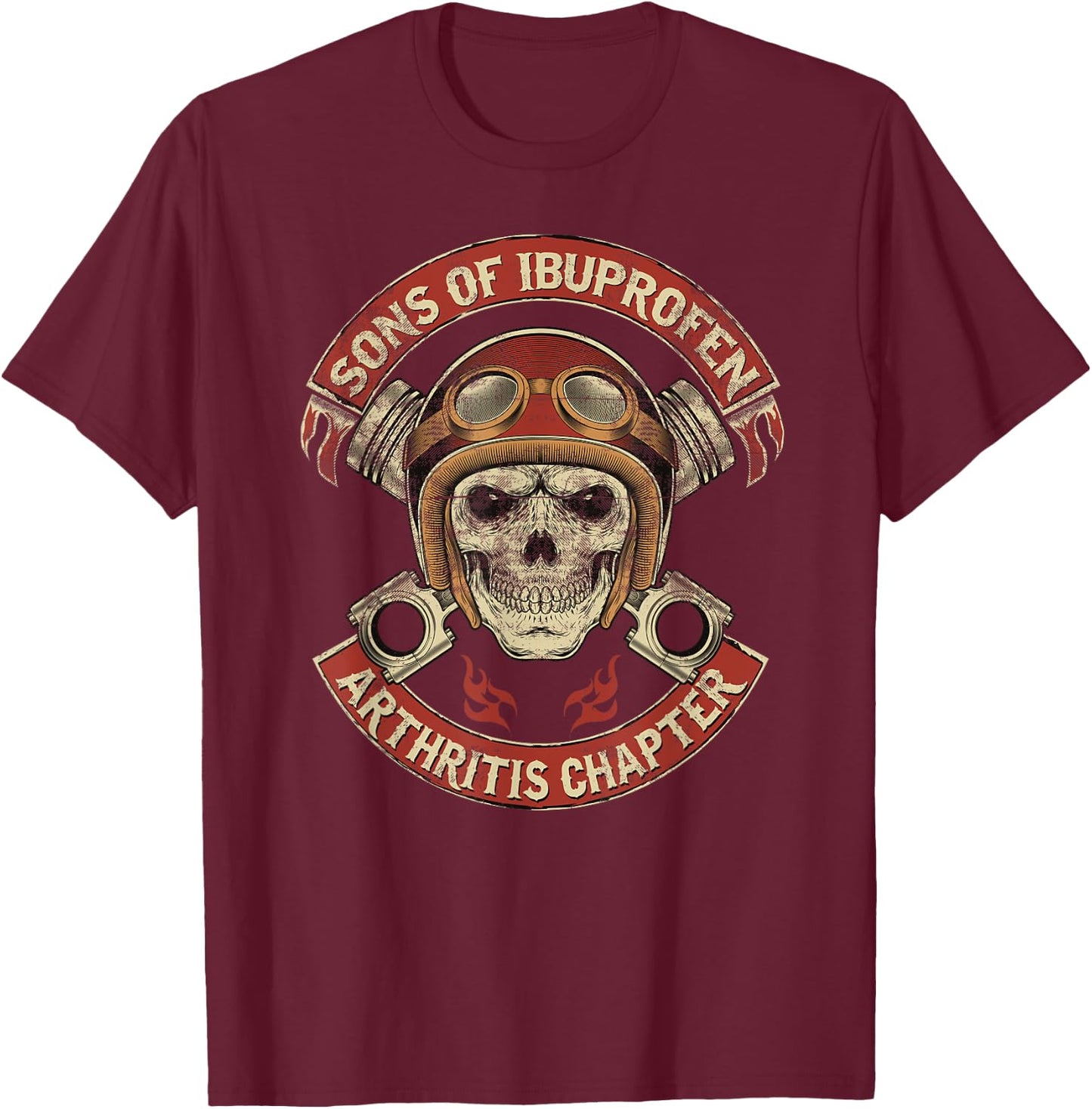 Vintage Son of Ibuprofen Funny Arthritis Chapter Biker T-Shirt - T-Shirt | Maroon