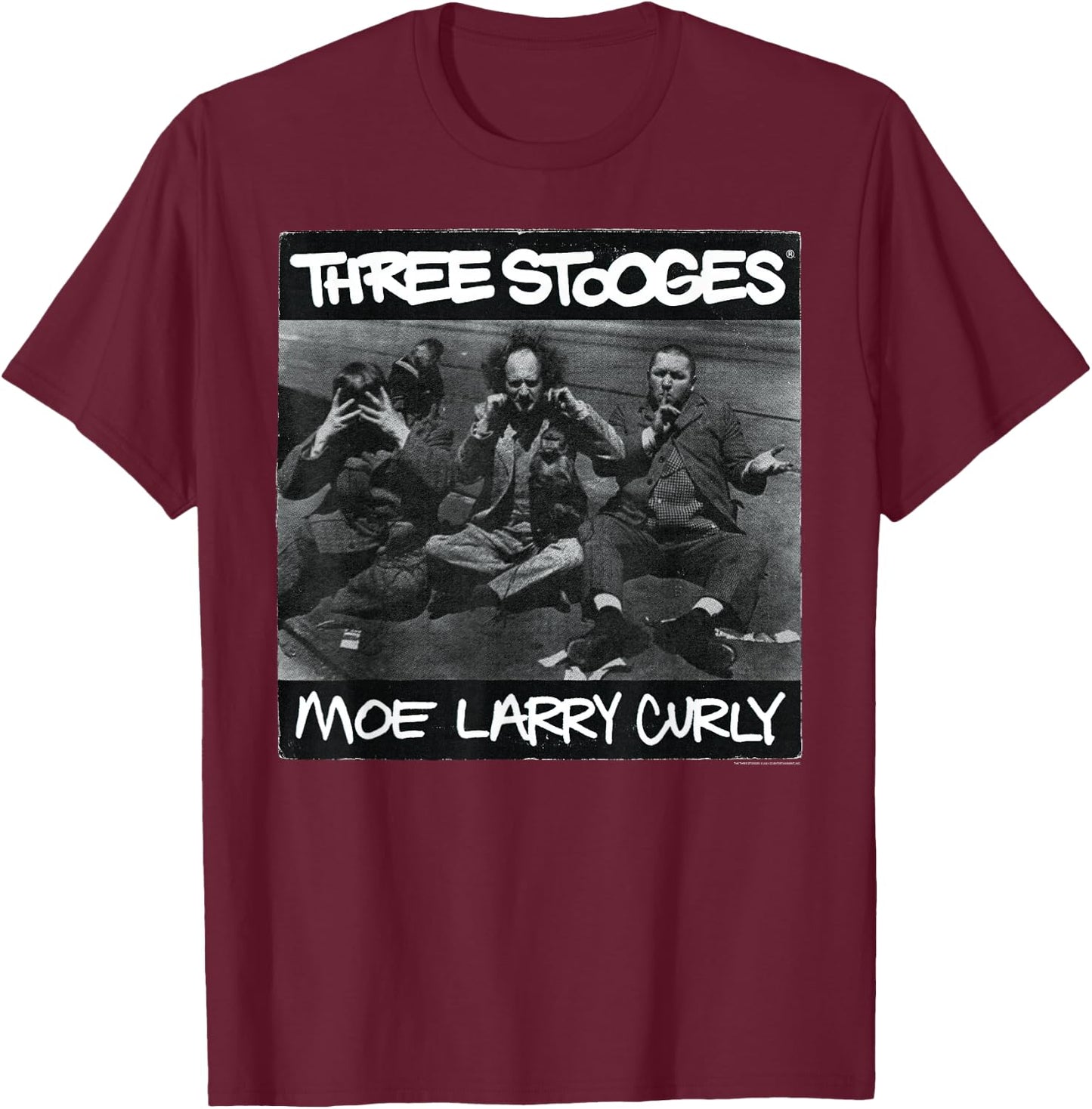 Three Stooges '90s Hip Hop Album T-Shirt - T-Shirt | Maroon