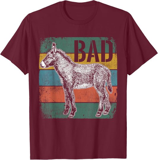 Bad Ass Badass Donkey Cool Cute Donkeys Meme T-Shirt - T-Shirt | Maroon