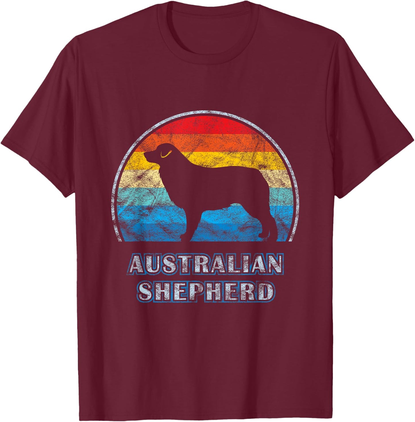Australian Shepherd Vintage Design Dog T-Shirt - T-Shirt | Maroon