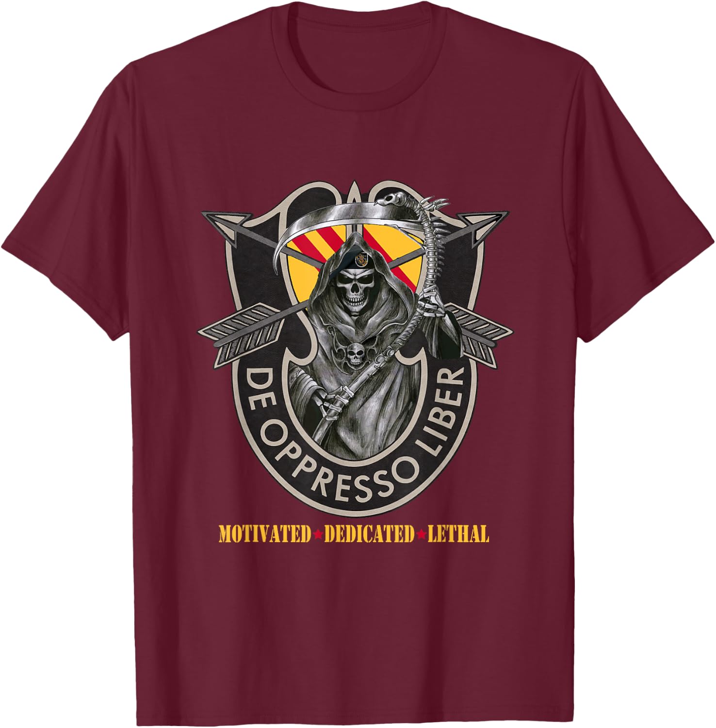 5th Special Forces Group (5th SFG) Shirt - De Oppresso Liber T-Shirt - T-Shirt | Maroon