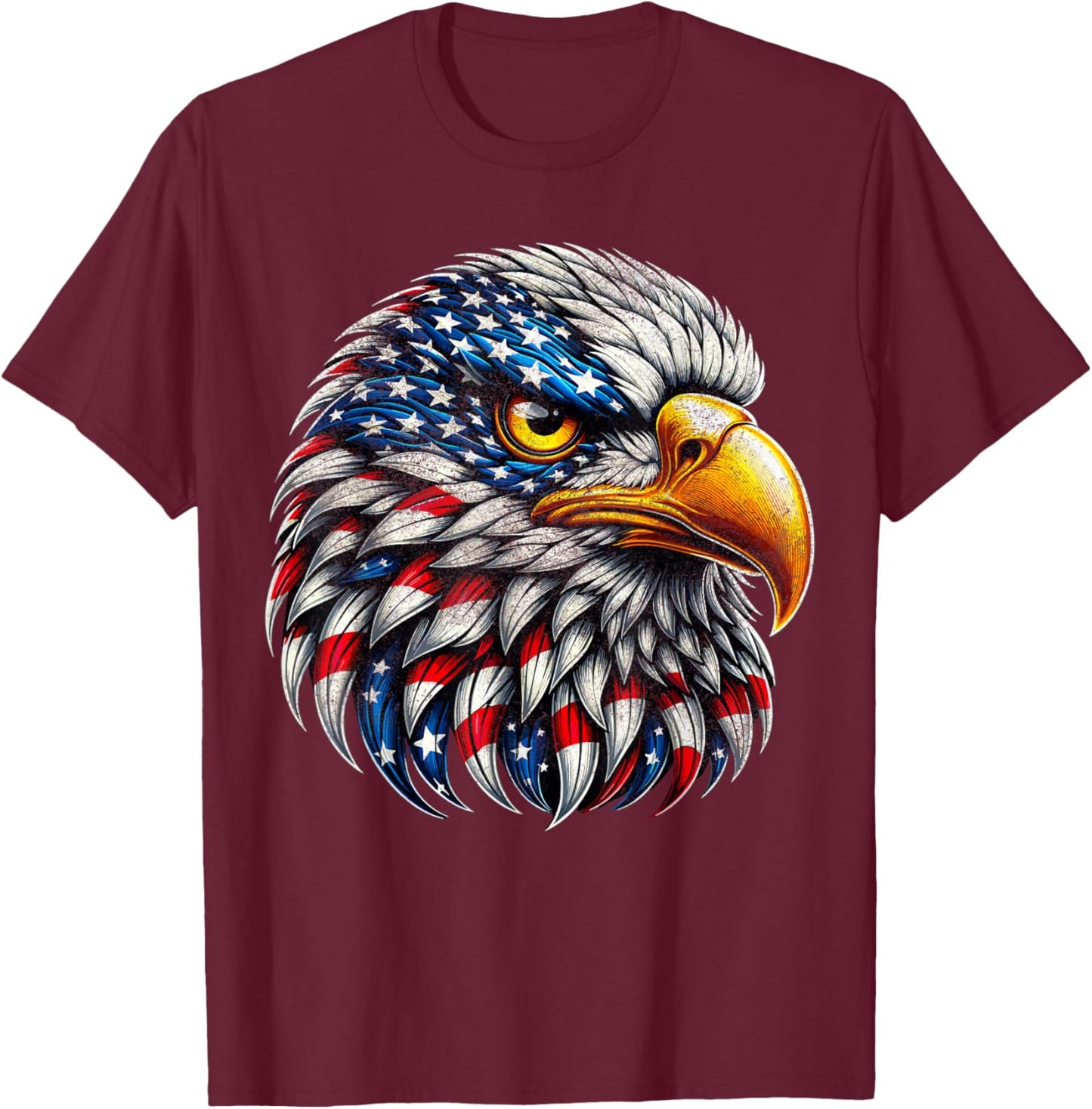 4th Of July Patriotic Eagle USA American Flag Women Kids Men T-Shirt - T-Shirt | Maroon
