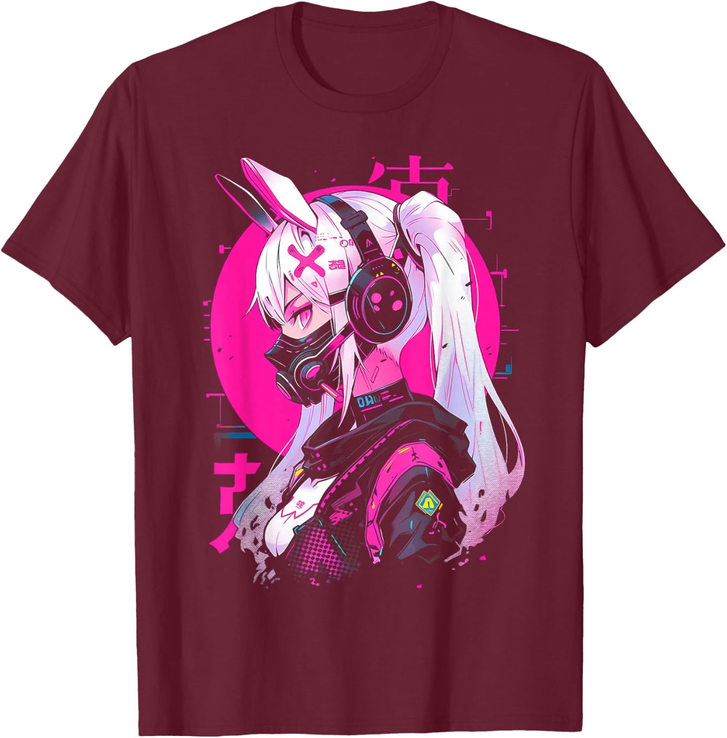 Anime Manga Cyberpunk Aesthetic Techwear Harajuku T-Shirt - T-Shirt | Maroon