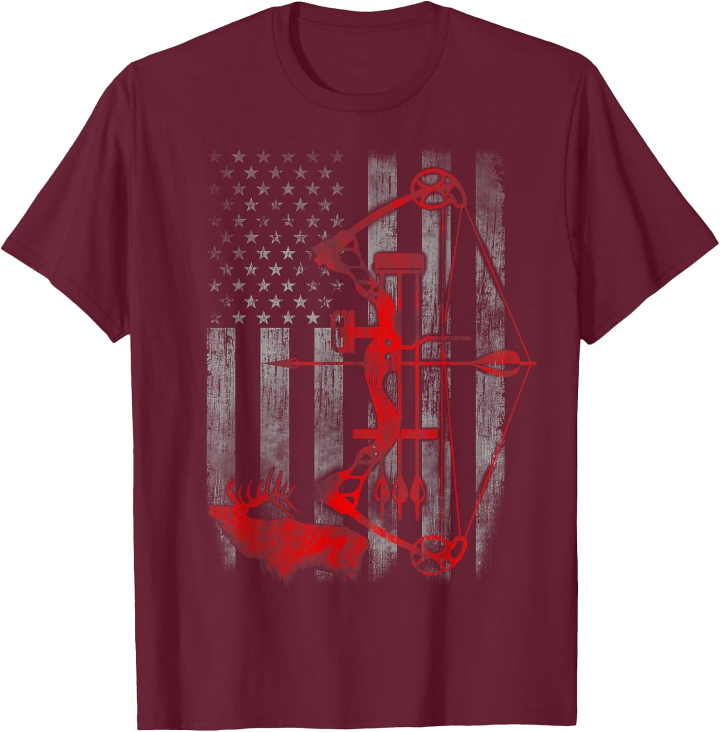 Bow Deer hunting flag Archery T-Shirt - T-Shirt | Maroon
