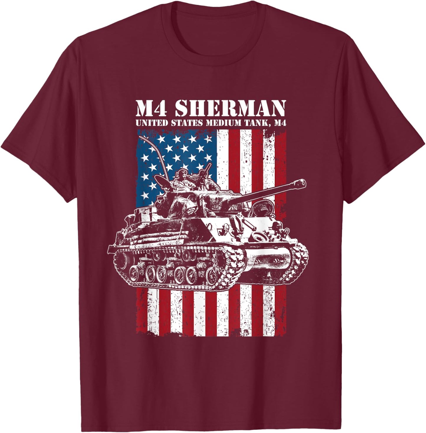 M4 Sherman WW2 Tank - Medium Tank M4 T-Shirt - T-Shirt | Maroon