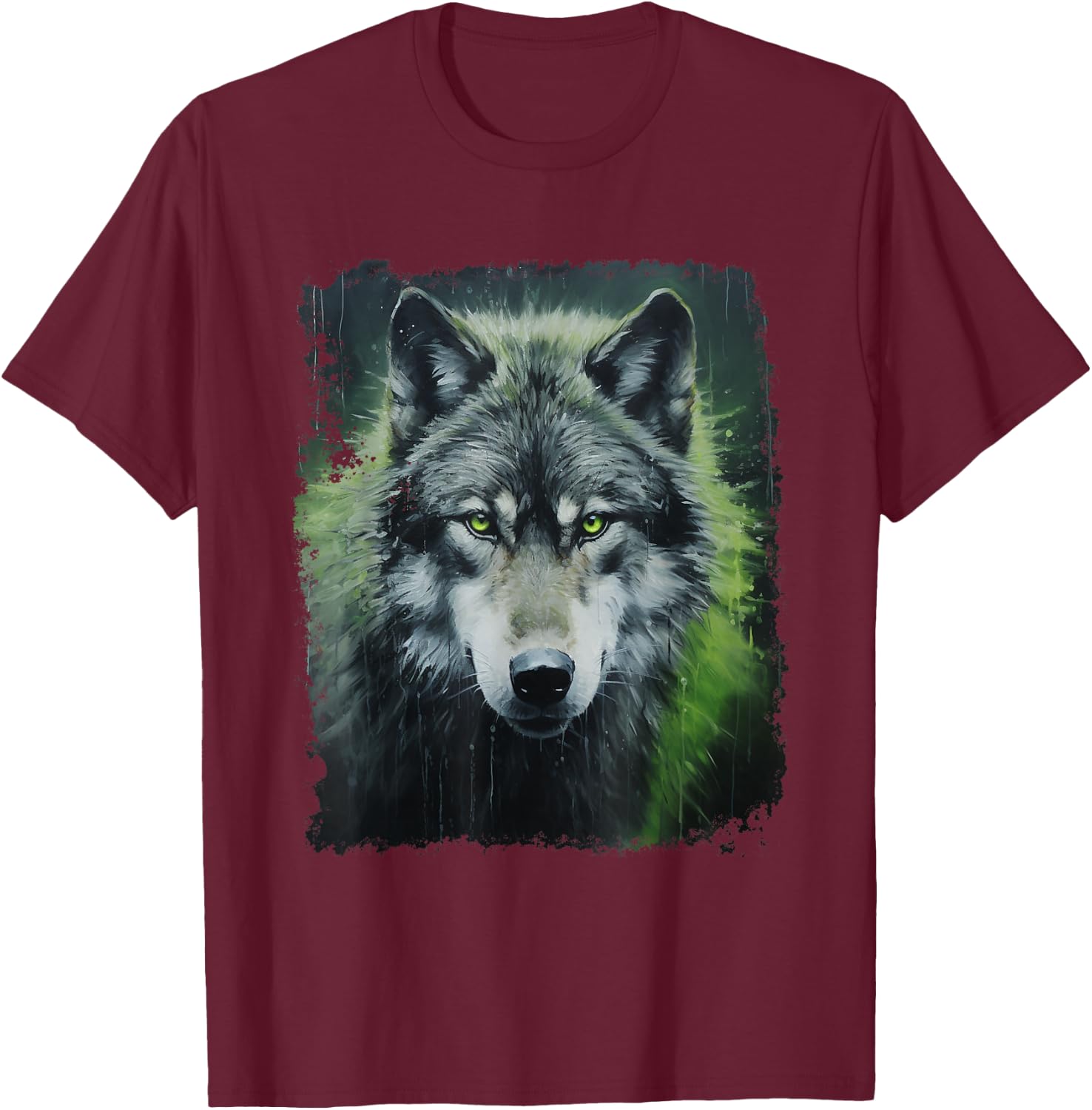 Wolf Green T-Shirt - T-Shirt | Maroon