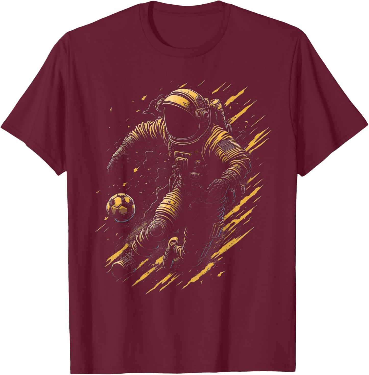 Astronaut Playing Soccer Space Boys Girls Astronaut Graphic T-Shirt - T-Shirt | Maroon
