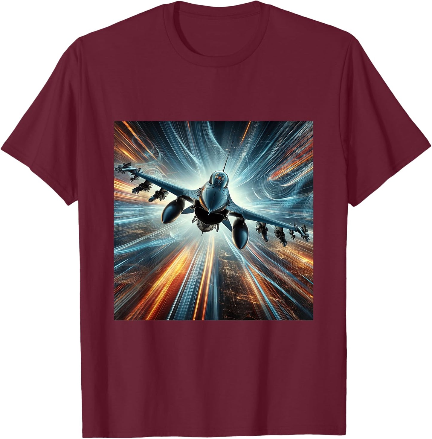 F-16 Fighting Falcon Fighter Jet Military Aircraft T-Shirt - T-Shirt | Maroon