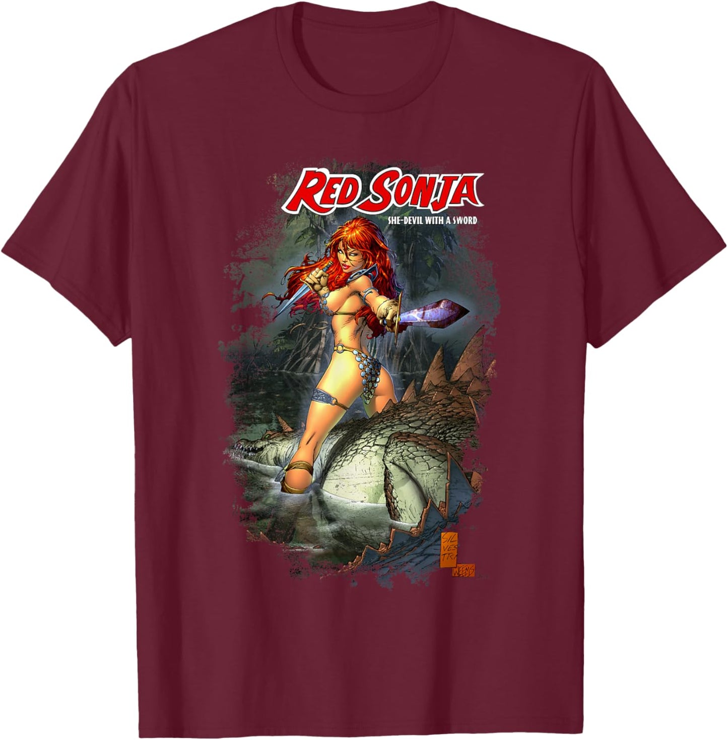 Mark Silvestri Comic Cover She-Devil Warrior Woman T-Shirt - T-Shirt | Maroon
