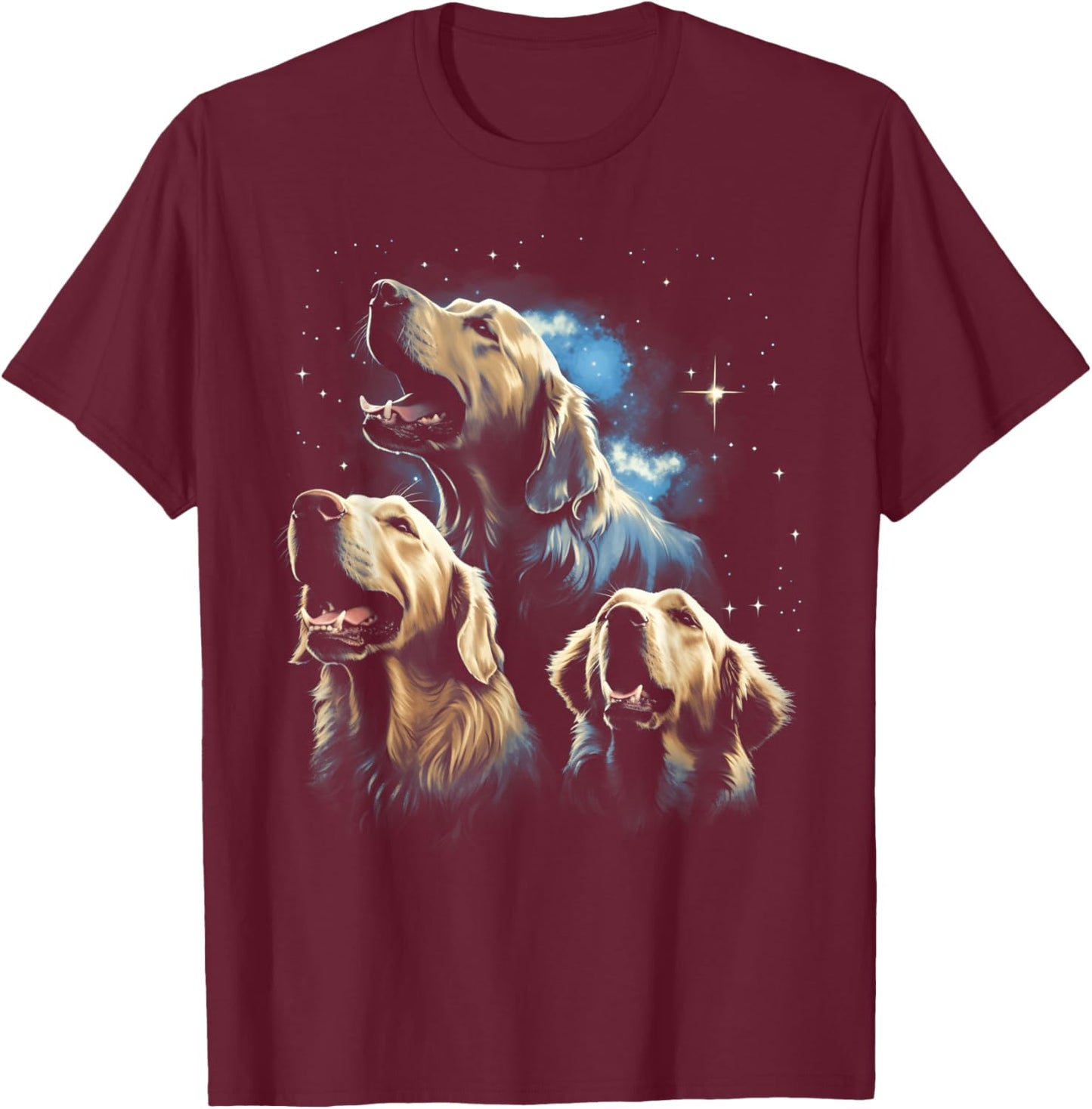 Golden Retriever Howling At The Moon Golden Retriever Dad T-Shirt - T-Shirt | Maroon