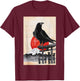Japanese Style Red Moon Raven Graphic Black Crow Occult Goth T-Shirt - T-Shirt | Maroon
