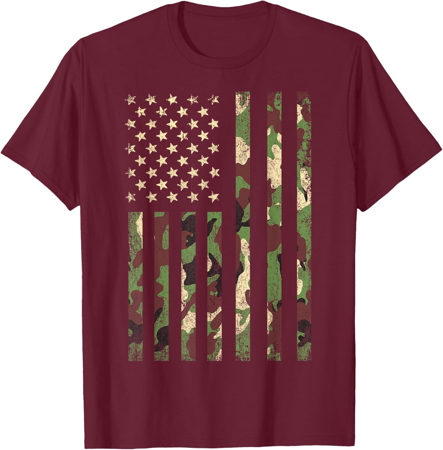 Patriotic USA Flag 4th of July Men Women Boy Girl Camouflage T-Shirt - T-Shirt | Maroon