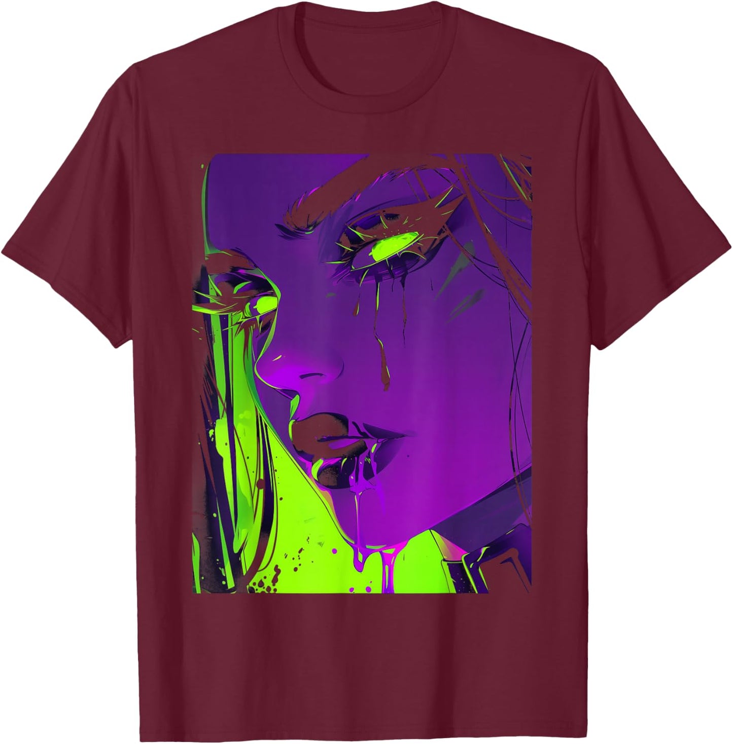 Cybergoth Cybercore Grunge Punk Goth Girl Alt Anime Manga T-Shirt - T-Shirt | Maroon