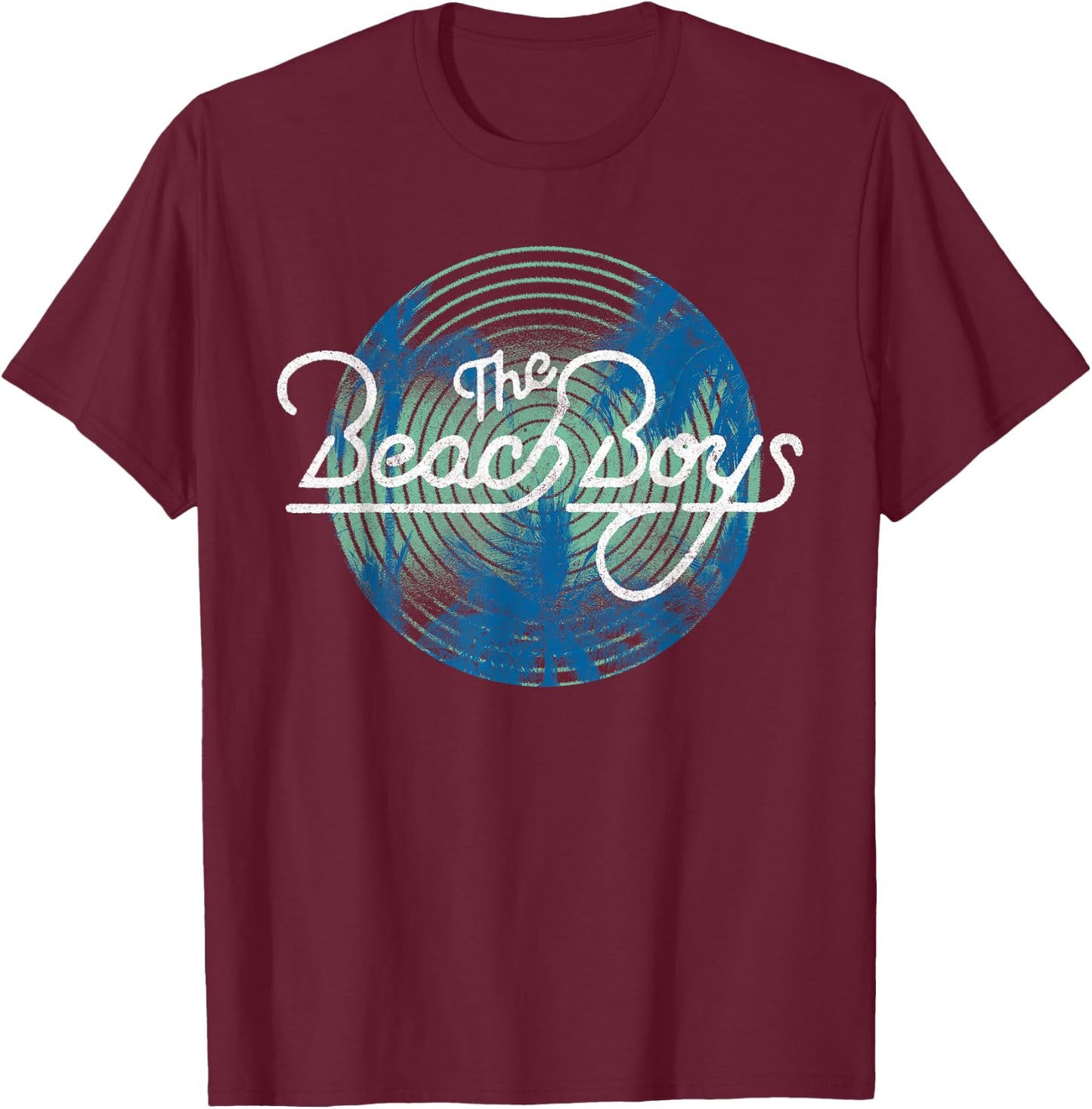 Beach Boys Circle Vibration Palm Trees Small T-Shirt - T-Shirt | Maroon