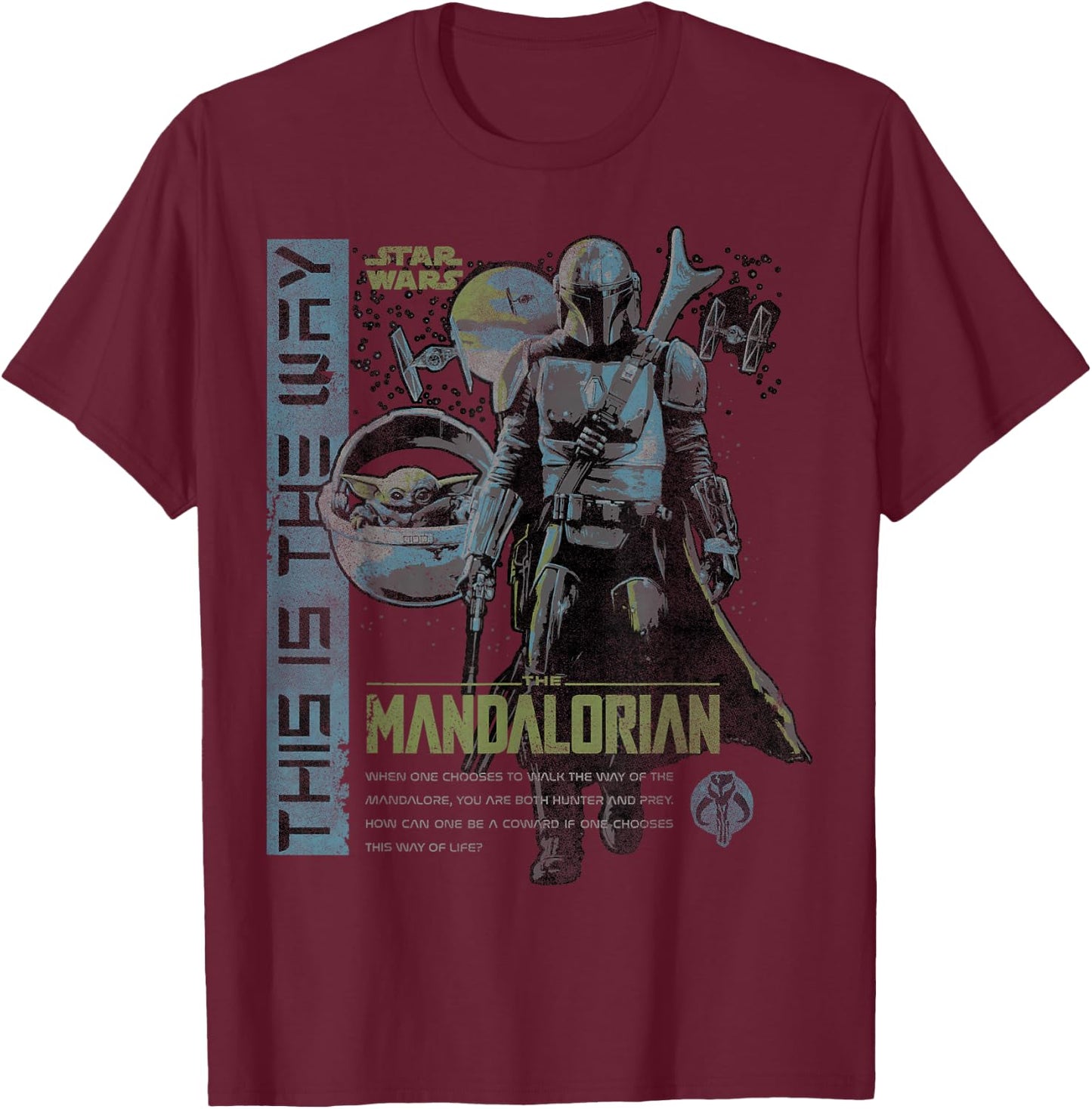 Star Wars The Mandalorian This Is The Way Collage T-Shirt - T-Shirt | Maroon