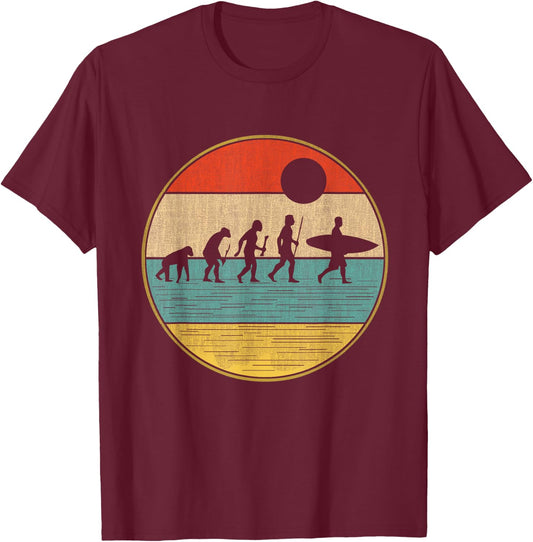Surf Evolution Surf Design T-Shirt - T-Shirt | Maroon