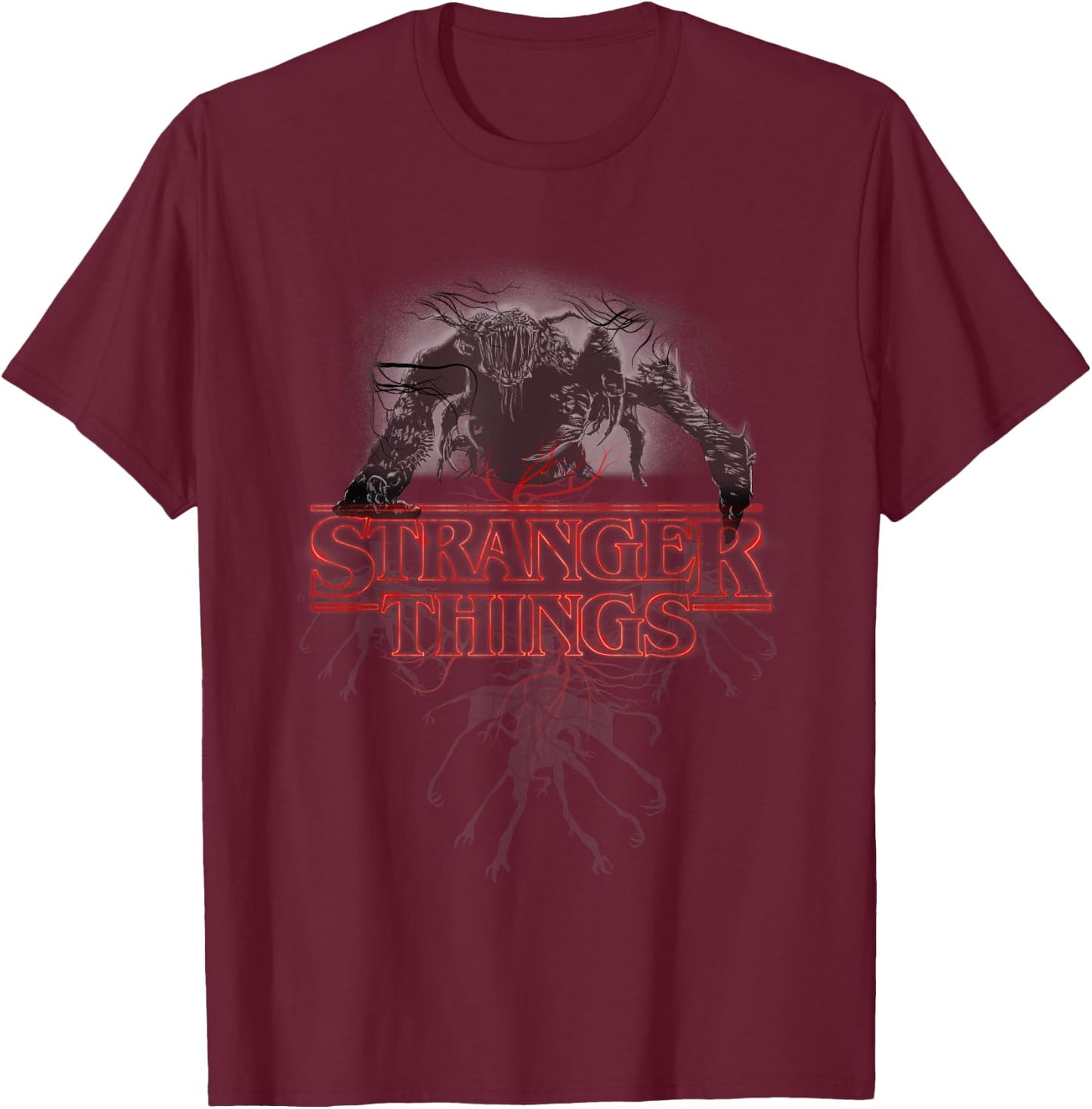 Stranger Things Demogorgon Glow Logo T-Shirt - T-Shirt | Maroon
