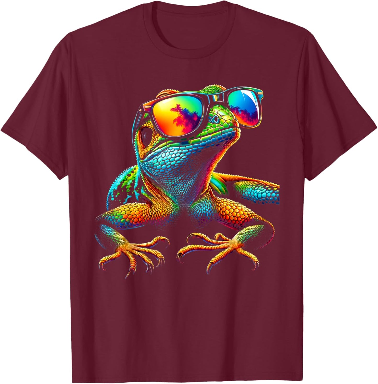 Funny Lizard with Sunglasses for Iguana & Reptiles Lovers T-Shirt - T-Shirt | Maroon