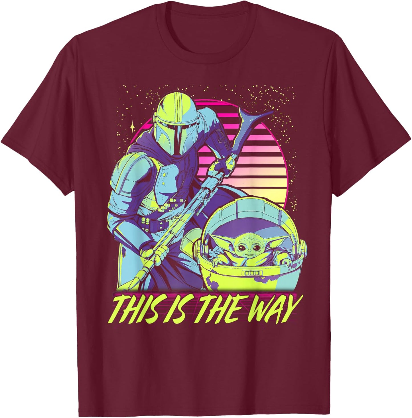 Star Wars The Mandalorian The Child This Is The Way Neon T-Shirt - T-Shirt | Maroon