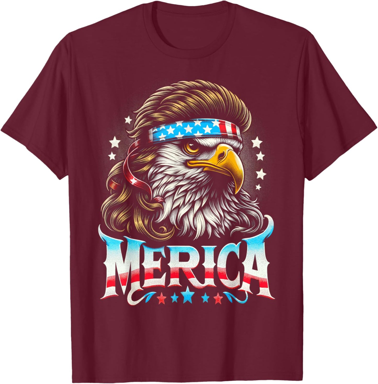 4th of July Patriotic Funny Eagle July 4th USA Merica Women Kids Men T-Shirt - T-Shirt | Maroon