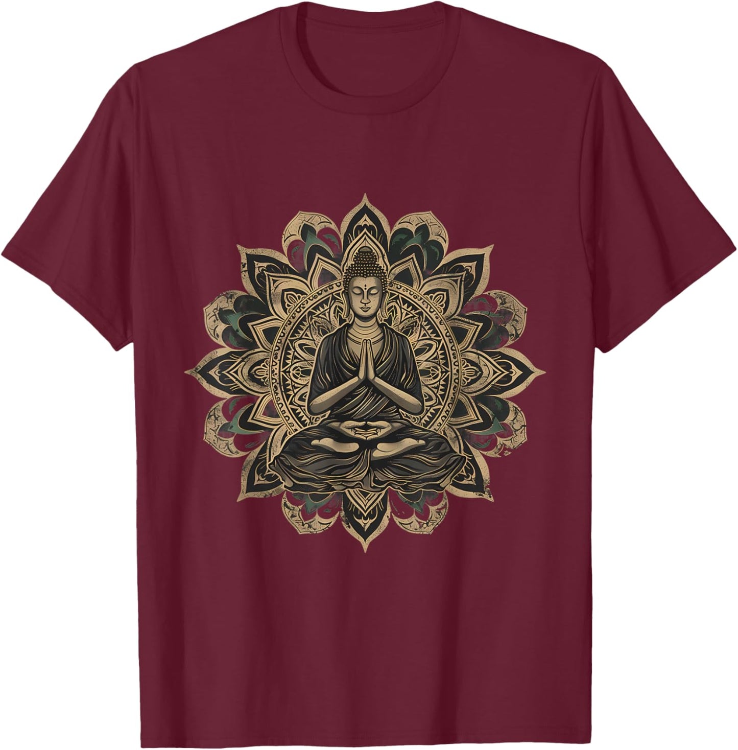 Meditation Zen Buddha Buddhist Hindu Mandala Spiritual T-Shirt - T-Shirt | Maroon