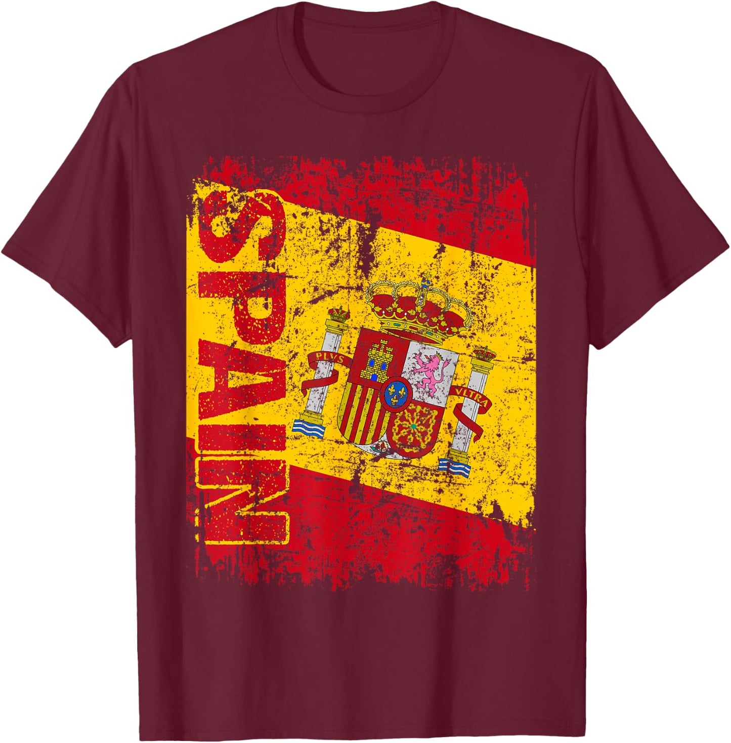 SPAIN Flag Vintage Distressed SPAIN T-Shirt - T-Shirt | Maroon