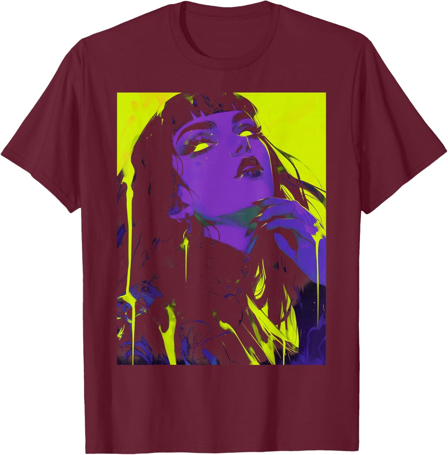 Cybergoth Cybercore Grunge Punk Goth Girl Alt Anime Manga T-Shirt - T-Shirt | Maroon