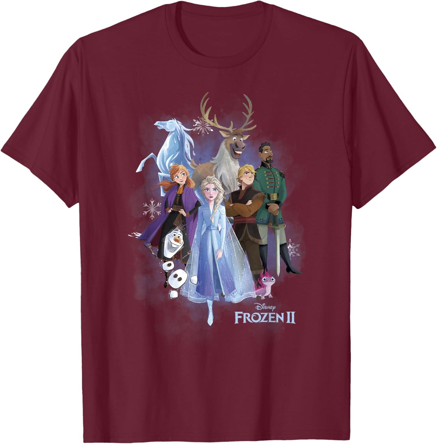 Disney Frozen 2 Group Shot Walking Into Forest T-Shirt - T-Shirt | Maroon