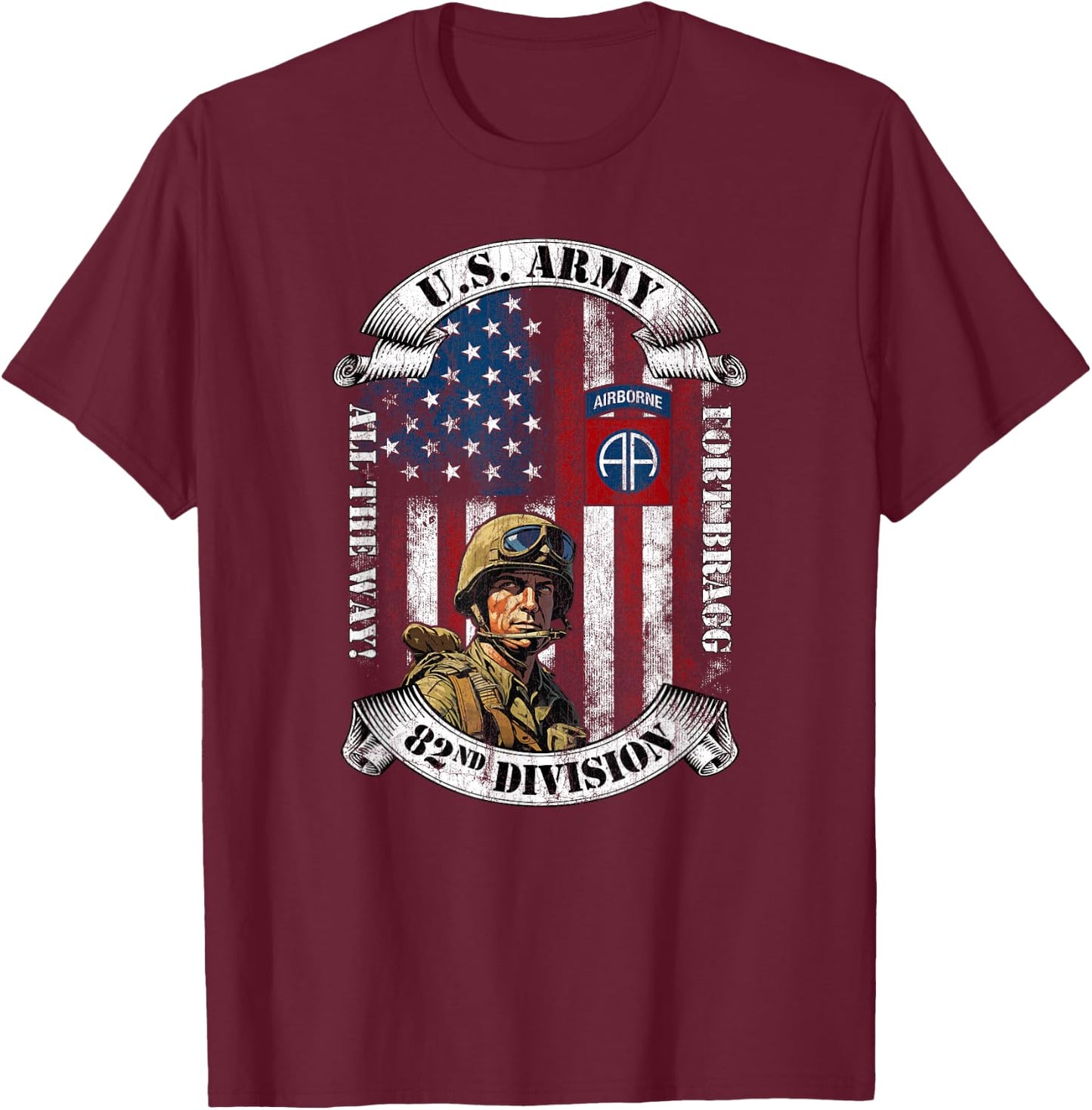 Fort Bragg Death From Above 82nd Airborne Paratrooper Gifts T-Shirt - T-Shirt | Maroon