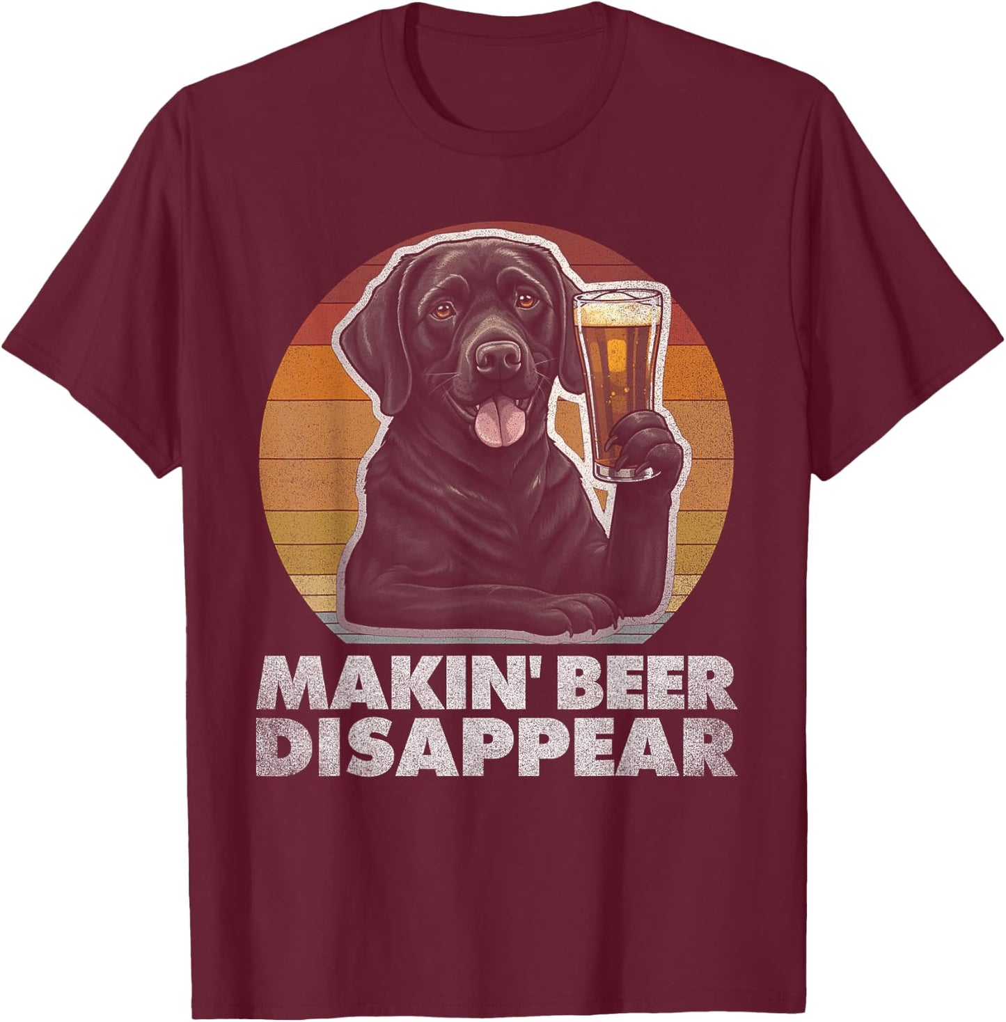 Labrador Retriever Dog Vintage Funny Beer Drinking Retro Men Women T-Shirt - T-Shirt | Maroon