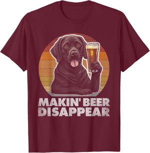 Labrador Retriever Dog Vintage Funny Beer Drinking Retro Men Women T-Shirt - T-Shirt | Maroon