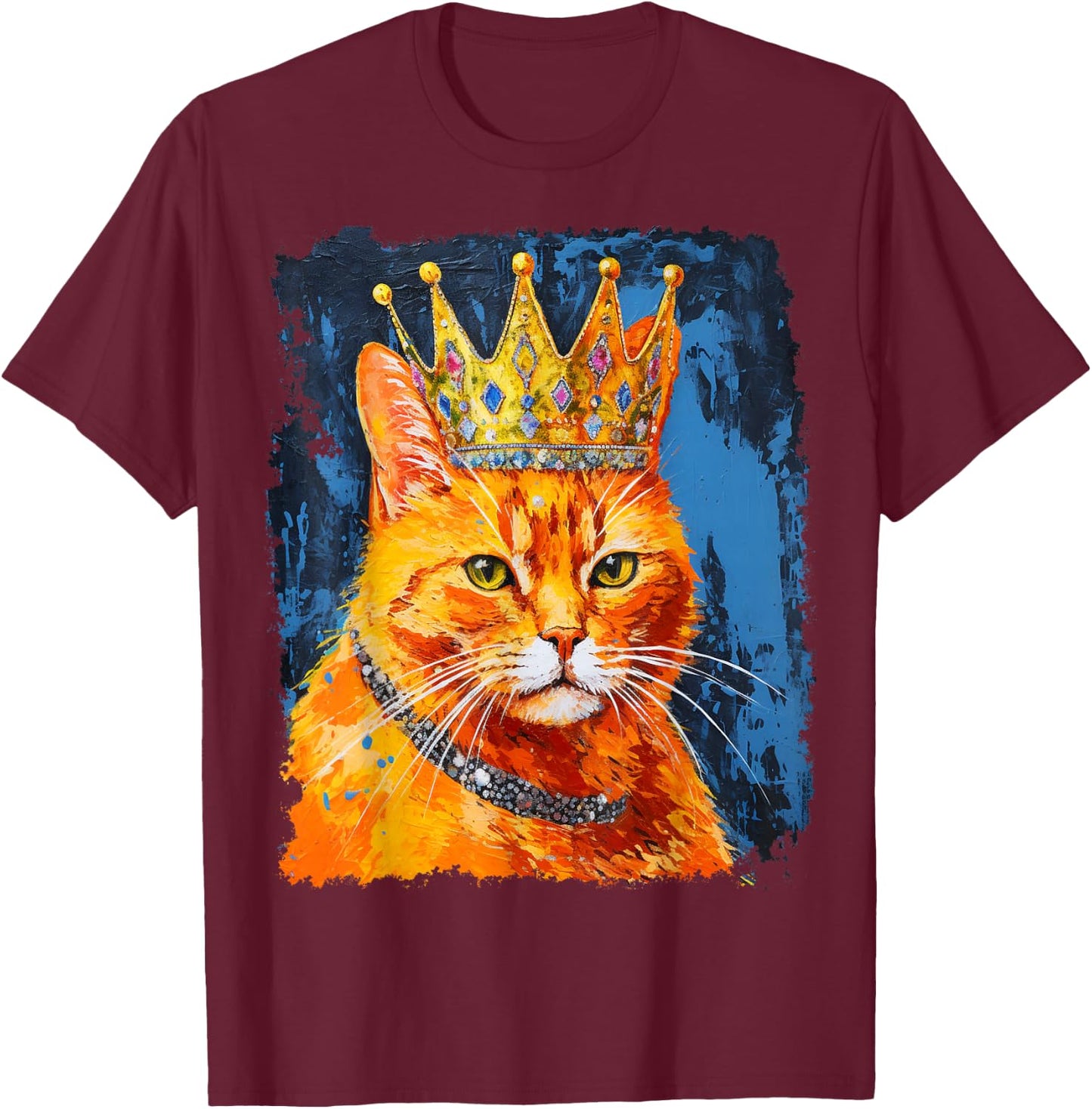 Pop Art Orange Ginger Cat King Queen T-Shirt - T-Shirt | Maroon