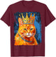 Pop Art Orange Ginger Cat King Queen T-Shirt - T-Shirt | Maroon