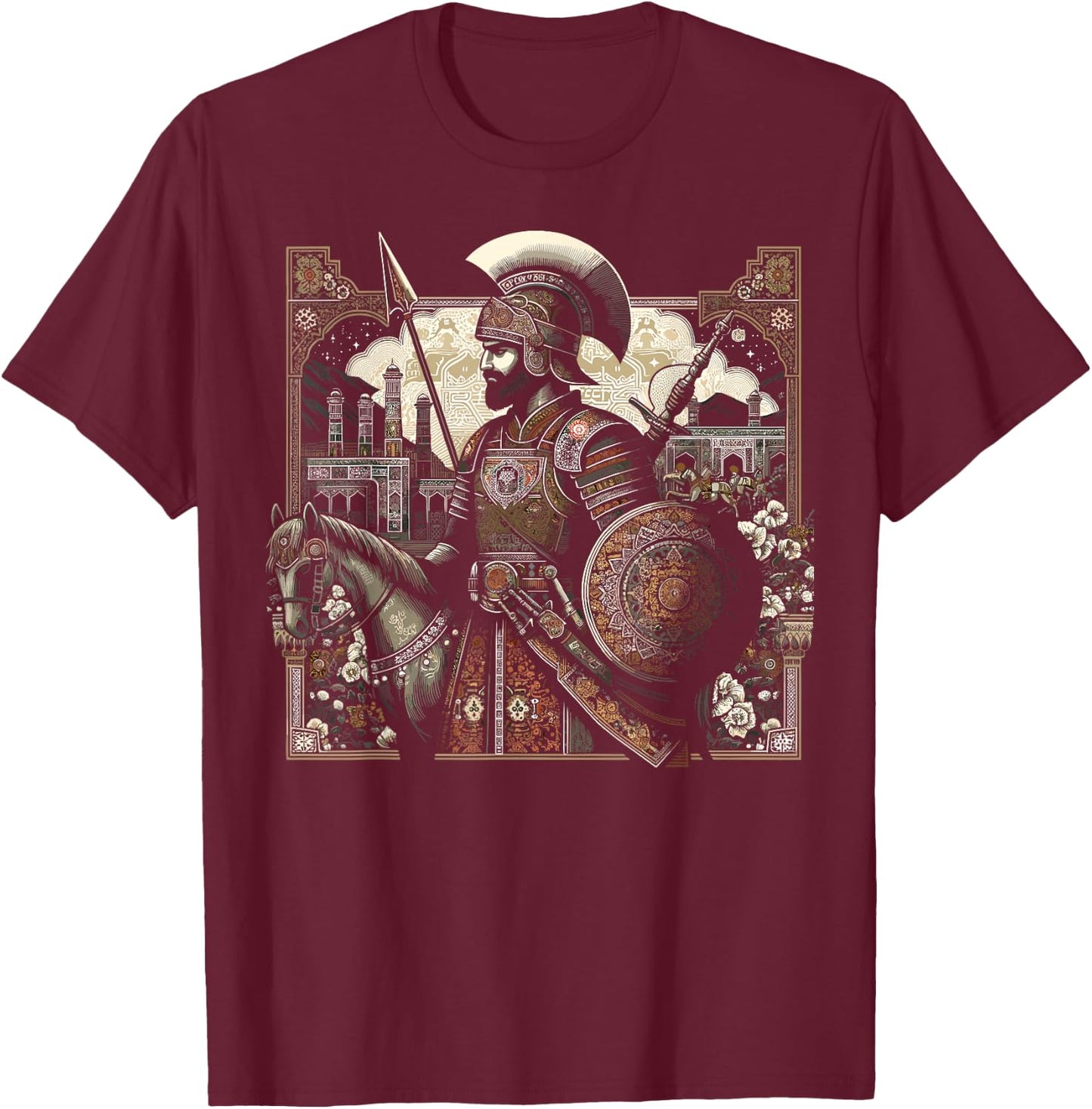 Persian Immortal Achaemenid Empire Persian Warrior T-Shirt - T-Shirt | Maroon