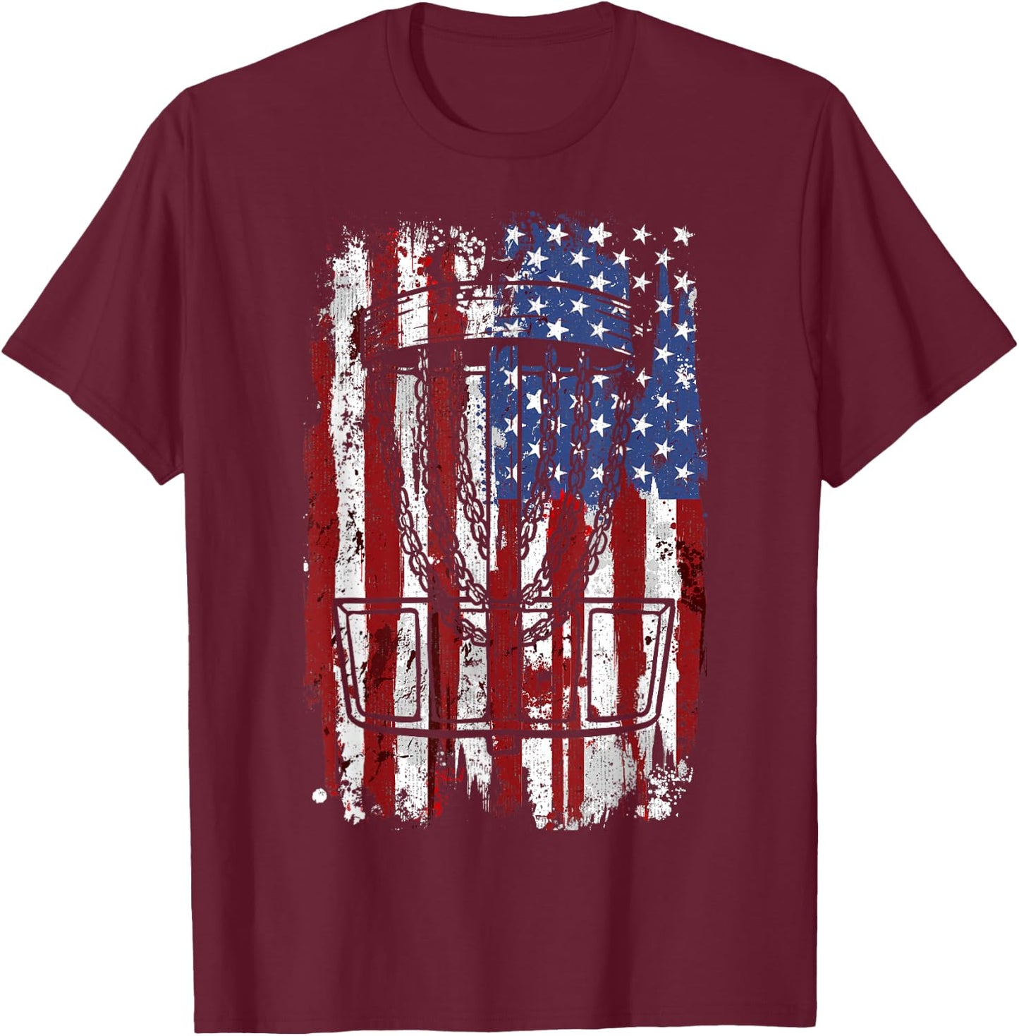 Disc golf Disc golfer player American USA T-Shirt - T-Shirt | Maroon