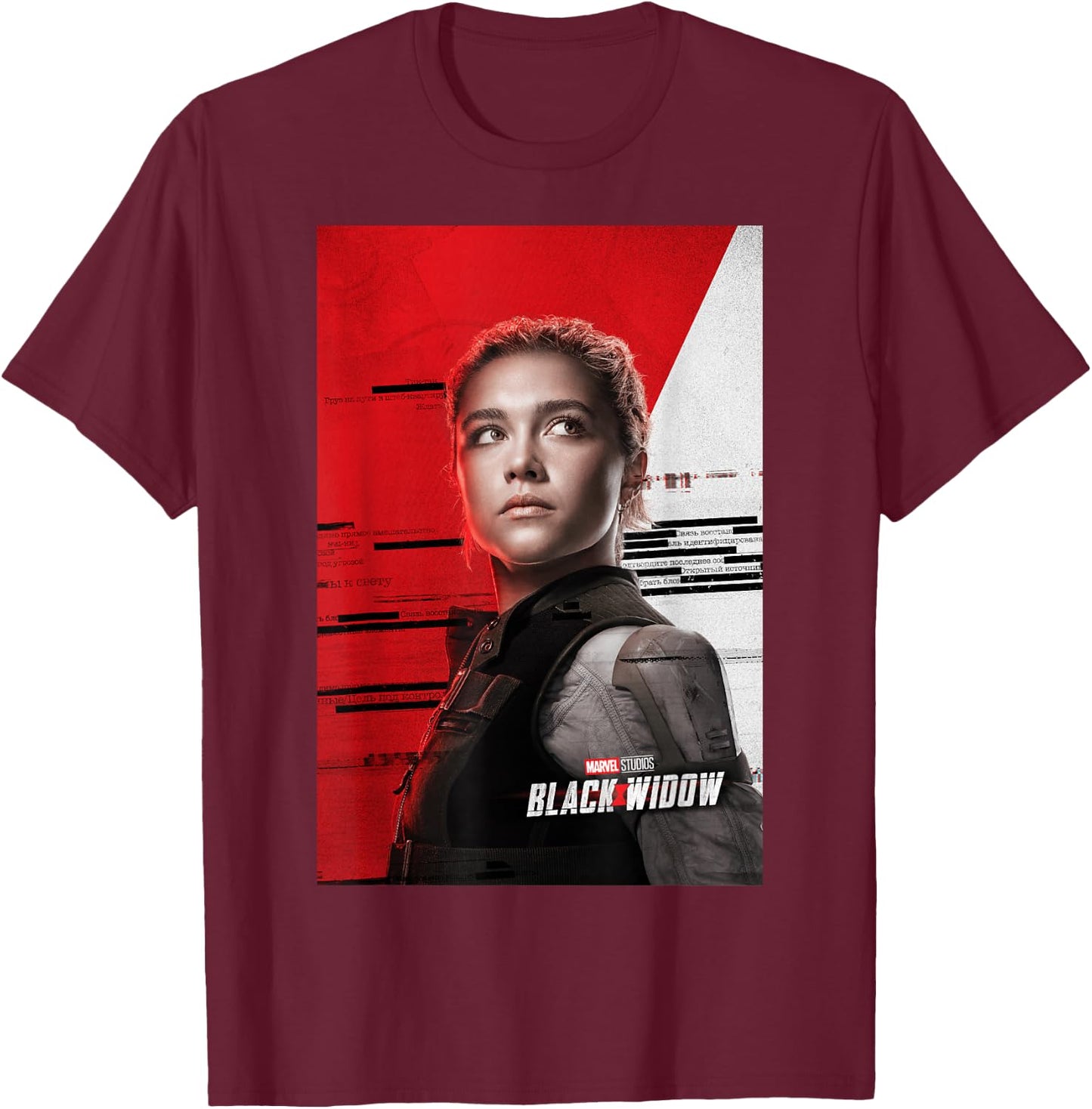Marvel Black Widow Yelena Belova Character Poster T-Shirt - T-Shirt | Maroon