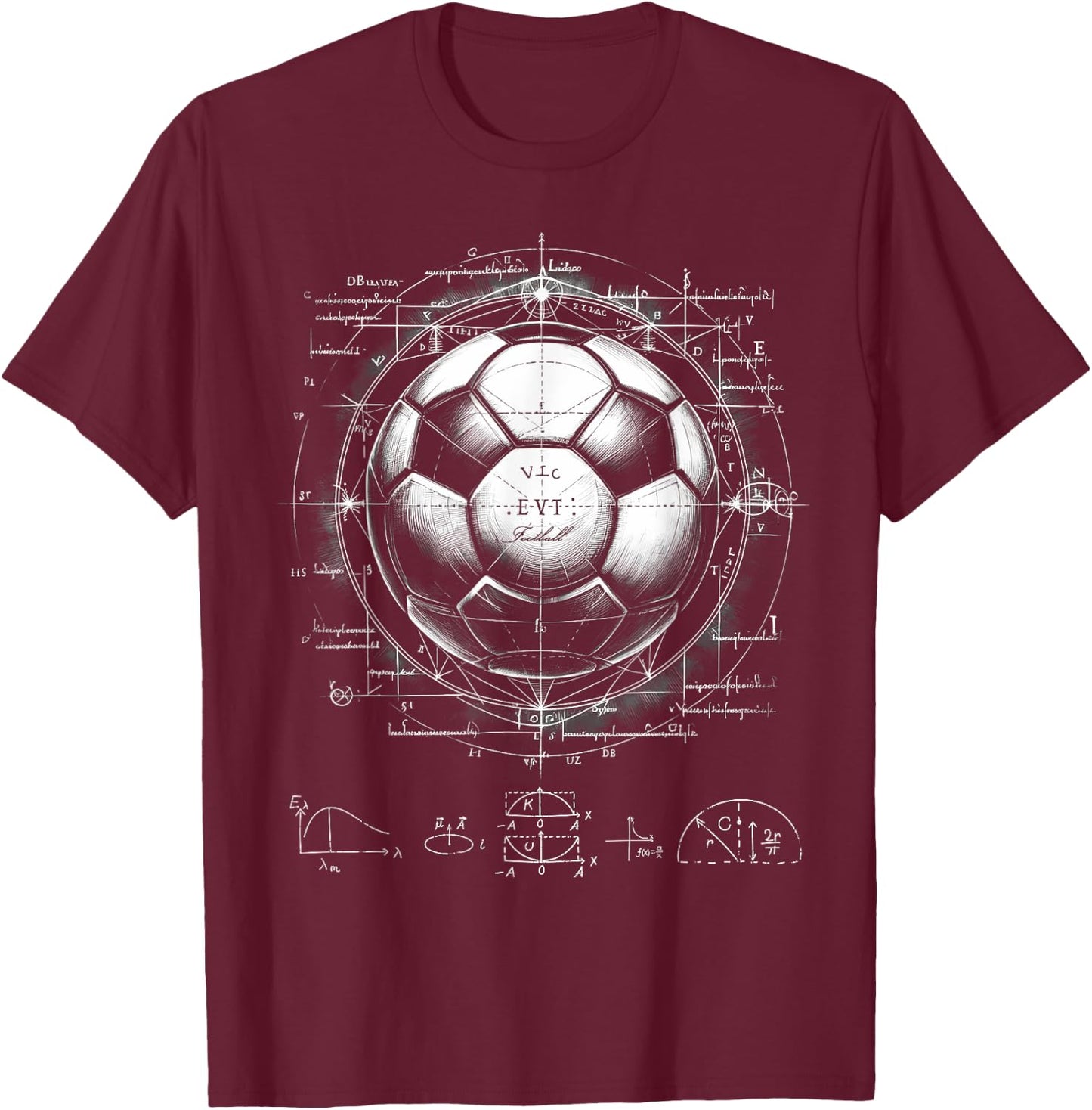 Soccer Patent Drawing Boys Girls Men Women Coach Football T-Shirt - T-Shirt | Maroon