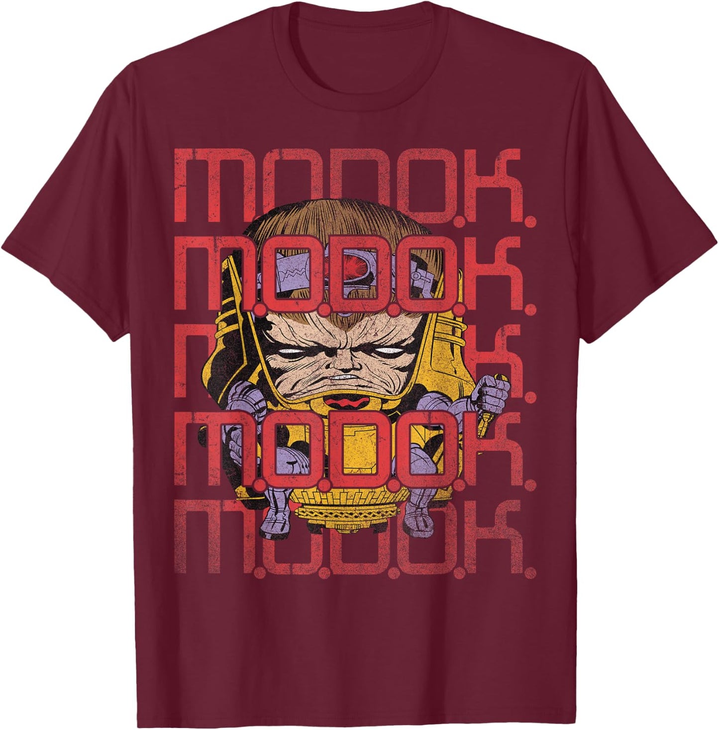 Marvel MODOK Text Stack Portrait T-Shirt - T-Shirt | Maroon